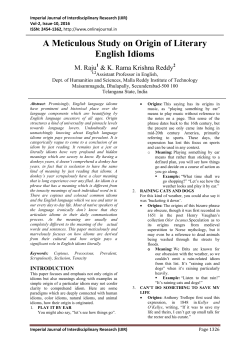 A Meticulous Study on Origin of Literary English Idioms