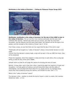 Multitudes in the Valley of Decision.....Calling for Passover Prayer