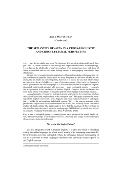 THE SEMANTICS OF &laquo;SEX&raquo; IN A CROSS