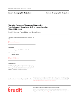 Changing Patterns of Residential Centrality : Population and