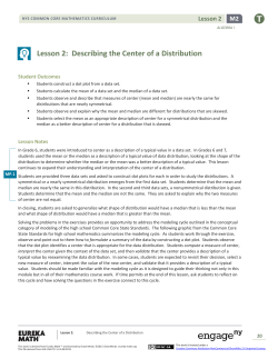 Lesson 2: Describing the Center of a Distribution