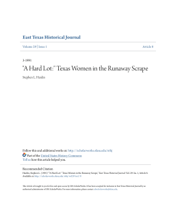 "A Hard Lot:" Texas Women in the Runaway Scrape