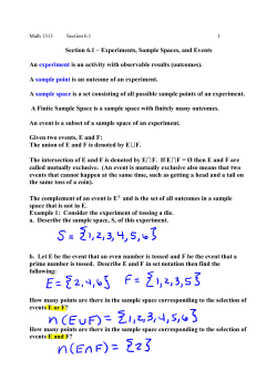 Section 6.1 &ndash; Experiments, Sample Spaces, and Events An