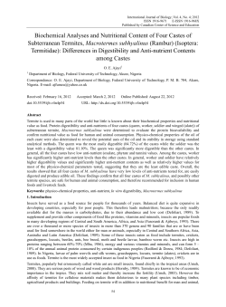 Biochemical Analyses and Nutritional Content of Four Castes of