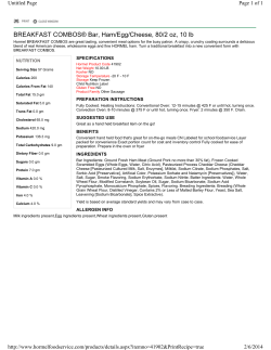 BREAKFAST COMBOS&reg; Bar, Ham/Egg/Cheese, 80/2 oz, 10 lb