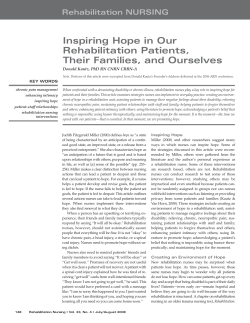 Inspiring Hope in Our Rehabilitation Patients, Their Families, and
