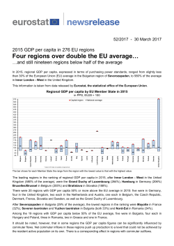 2015 GDP per capita in 276 EU regions