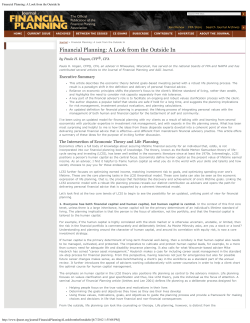 Financial Planning: A Look from the Outside In