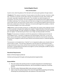 Pastor Job Description for CBC