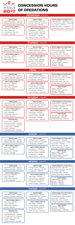 CONCESSION HOURS OF OPERATIONS