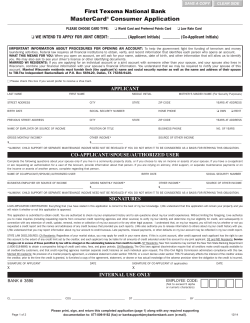 MasterCard&reg; Consumer Application