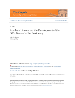 Abraham Lincoln and the Development of the "War Powers" of the