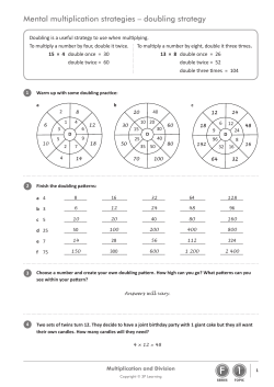 Mental multiplication strategies &ndash; doubling strategy