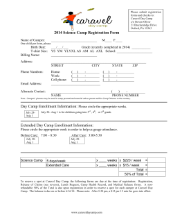 Science Camp Registration Form 2014