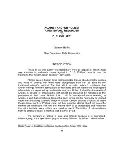 AGAINST AND FOR HOLISM: A REVIEW AND
