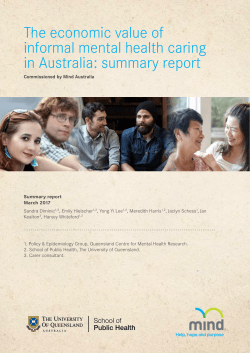 The economic value of informal mental health caring in Australia