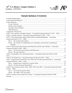 AP U.S. History: Sample Syllabus 4