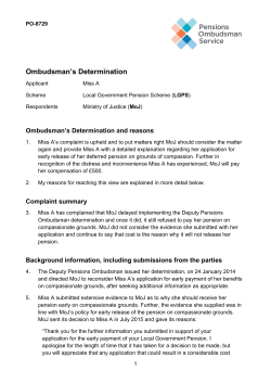 Ombudsman`s Determination