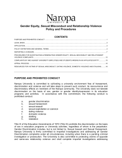Gender Equity, Sexual Misconduct and