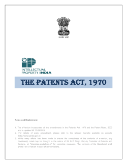 The Patents Act, 1970 - Intellectual Property India