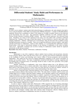 Differential Students` Study Habit and Performance in