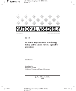 An Act to implement the 2030 Energy Policy and to amend various