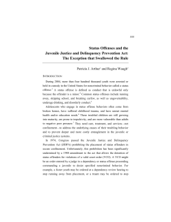 Status Offenses and the Juvenile Justice and Delinquency