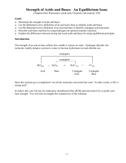 Experiment 28 - Strength of Acids and Bases: An Equilibrium Issue