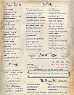 Appetizers Wings Flatbreads Salads Pizza