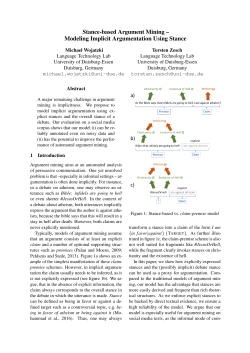 Stance-based Argument Mining &ndash; Modeling Implicit