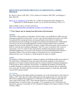 Preventing Secondary Pregnancy in Adolescents: A