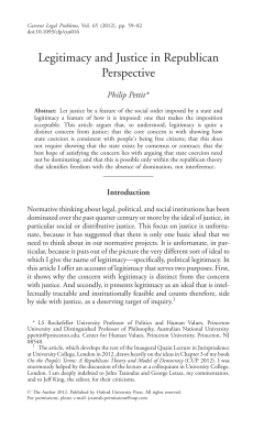 Legitimacy and Justice in Republican Perspective