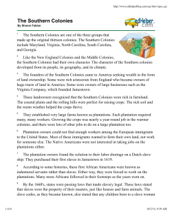 The Southern Colonies
