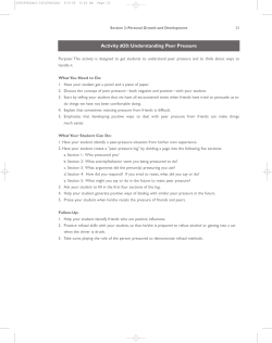 Activity #20: Understanding Peer Pressure