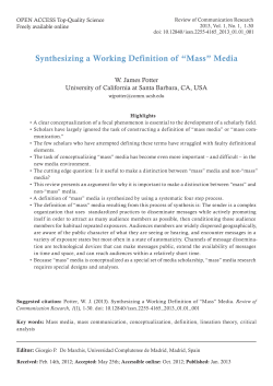 Synthesizing a Working Definition of “Mass” Media