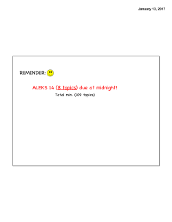 ALEKS 14 (8 topics) due at midnight! REMINDER: