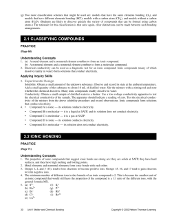 2.1 CLASSIFYING COMPOUNDS 2.2 IONIC BONDING