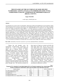 the dynamics of the occurence of some specific pathogenic agents