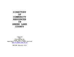 DIRECTORY OF COMMUNITY RESOURCES IN GREEN LAKE
