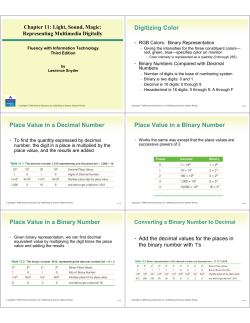 Digitizing Color Place Value in a Decimal Number Place Value in a