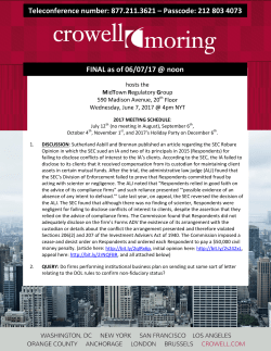 Teleconference number: 877.211.3621 &ndash; Passcode: 212 803 4073