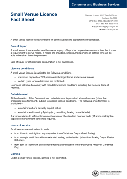 Small venue licence fact sheet - Consumer and Business Services