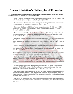 philosophy of education - Aurora Christian Schools