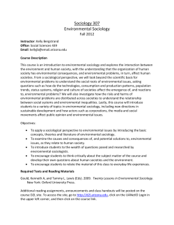 Sociology 307 Environmental Sociology