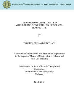 THE SPREAD OF CHRISTIANITY IN YORUBALAND - Library