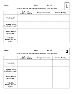 Name: Date: Period: English III: Realism and Naturalism&mdash;Poetry of
