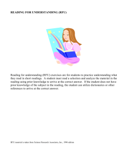 READING FOR UNDERSTANDING (RFU)