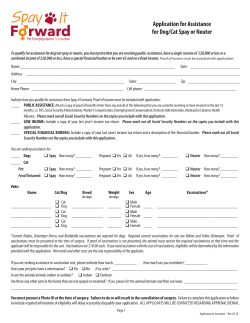 Application for Assistance for Dog/Cat Spay or