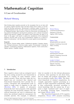 Mathematical Cognition - A Case of Enculturation.