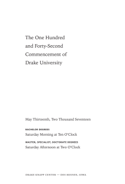 The One Hundred and Forty-Second Commencement of Drake
